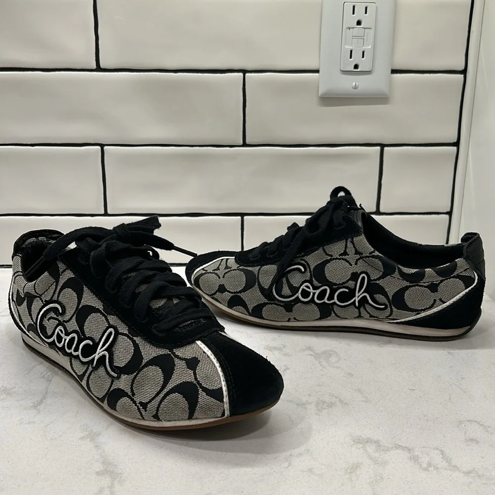 Coach Devin Black Signature Suede Canvas Embroidered Sneakers 8.5 - Picture 11 of 16